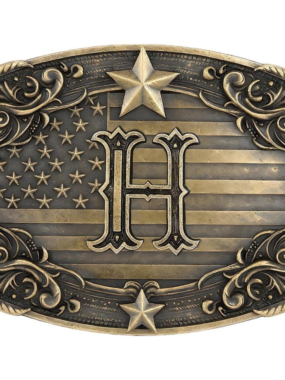 Men's H Vintage Western Rodeo Texas Cowboy Initial Letter Alloy Belt Buckles